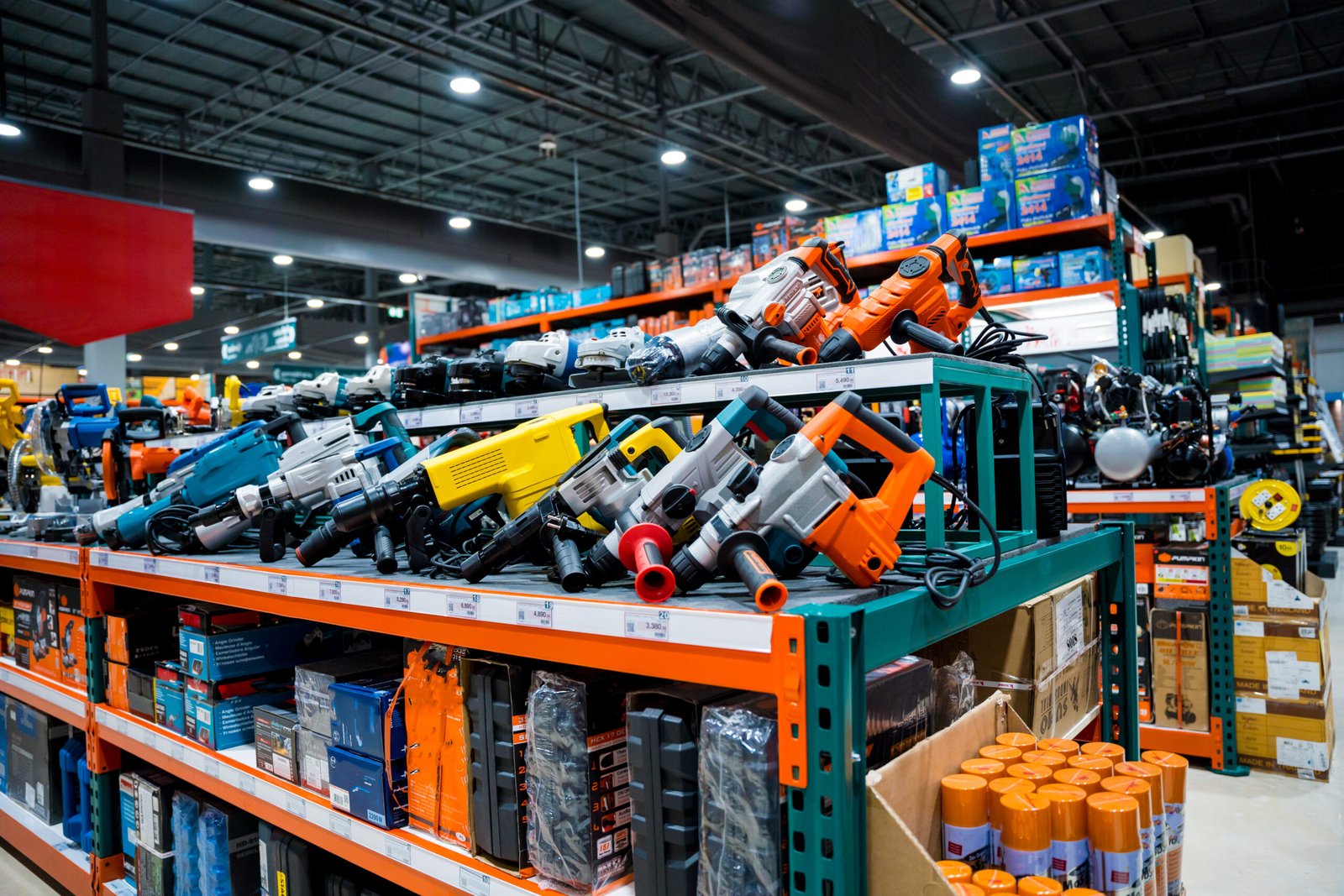 Power hammer drill set at the showroom.